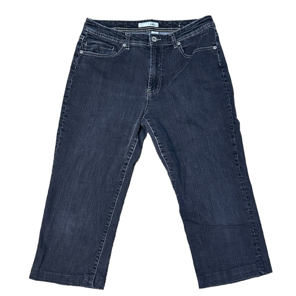 Chico's Black Denim Wide Leg Cropped Jeans Size 1(Chicos) / Size 8 Regular